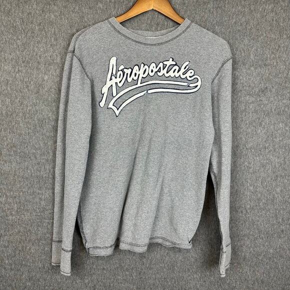 Aeropostale Y2K Waffle Knit Thermal Long Sleeve Men’s Sz L Tattered Distressed - Picture 1 of 8